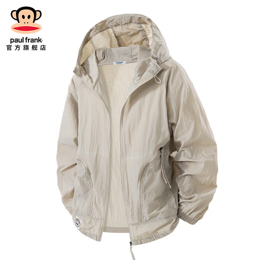 Big mouth monkey (paul frank) trendy outdoor ice silk cool sun protection clothing men's summer thin quick-drying sports riding and fishing outer shirt clothing white F12J official authentic L recommended 120-140Jin Jin equals 0.5 kg