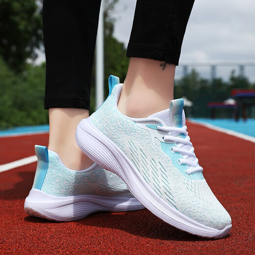 Hongxinger Frauenschuhe Frühling Neue Sportschuhe für Frauen leichter schockabsorbierender Laufschuhe, atmungsaktives weicher Sohle Freizeitschuhe Q686 Black 36