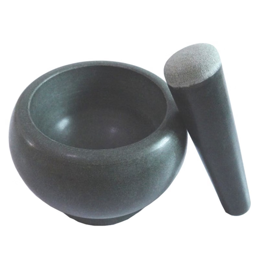 Fantasy natural bluestone mortar household garlic masher jar bluestone mortar garlic mortar grinder garlic outer diameter 14 cm (comes with lid + bottom pad)