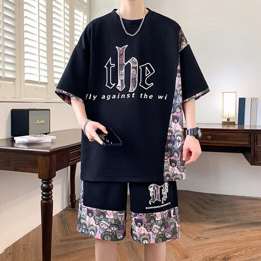 
MFRO new Chinese style suit men's summer ice silk short-sleeved T-shirt men's shorts paired with a casual sportswear 6630 green suit M about 95-115 Jin [Jin equals 0.5 kg] can be worn