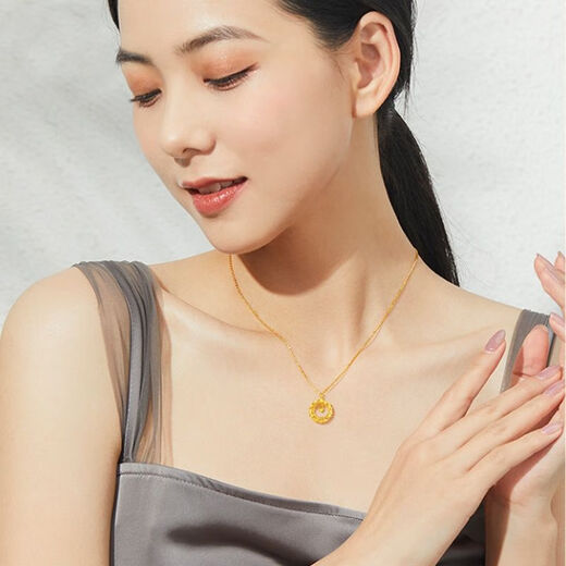 Genuine pure gold Dreamweaver Mobius pendant 999 necklace for women, light luxury and versatile gold-plated gift for girlfriend Dreamweaver on the run pendant + 0 character chain 1.26g