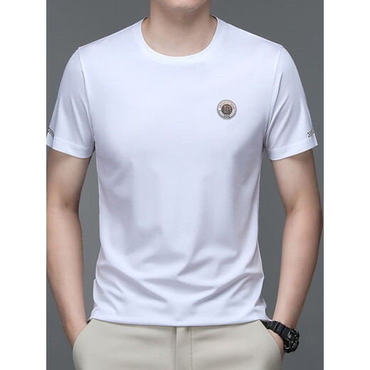 
Septwolves short-sleeved T-shirt men summer business casual pullover round neck half-sleeved top men summer T-shirt trend 13807 black M 165