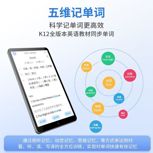 Haoji Xingxing Point Reading Machine Pocket Learning Machine English Listening Walkman Lippo English Learning Hearing and Listening Machine Listening Machine for Primary School Students Junior High and High School General Learning Artifact Large Screen Point Reading 128G 7-inch + Accurate Learning + Photo Analysis