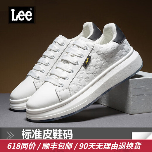 Lee men's shoes casual shoes design enhancement small white shoes for boys fashionable classic board shoes comfortable and versatile white shoes for men black 40 [Large/Please take a small size]