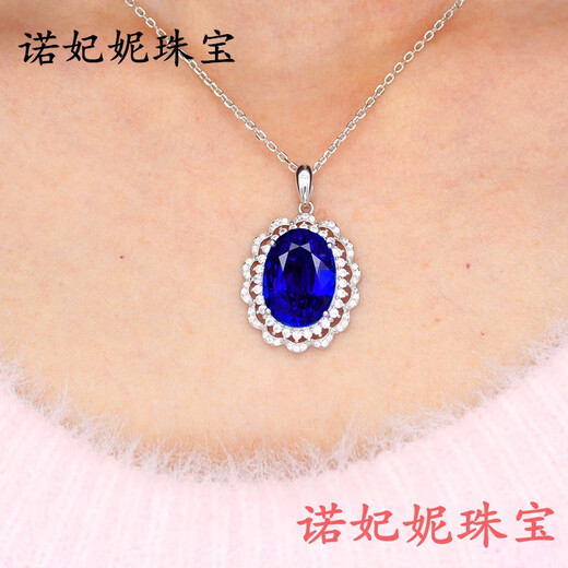 Guran 925 sterling silver sapphire luxury oval pendant 18k gold plated blue tanzanite gemstone princess new clavicle necklace