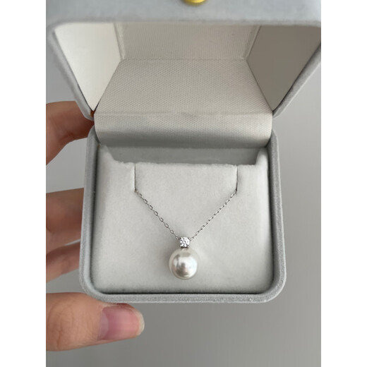 Princess Diana Pearl Necklace S925 Silver Classic Princess Model Australian White Zirconia Model Set with Diamonds 10mm White Beads Cross Chain