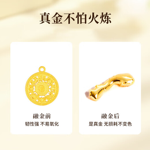 Lao Fengxiang Pure Gold Eight Treasures Compass Pendant Necklace Birthday Gift for Wife, Girlfriend, Girlfriend Gift (Today/Next Day Delivery) Eight Treasures Compass Pendant with Silver Chain Approximately 1.4g