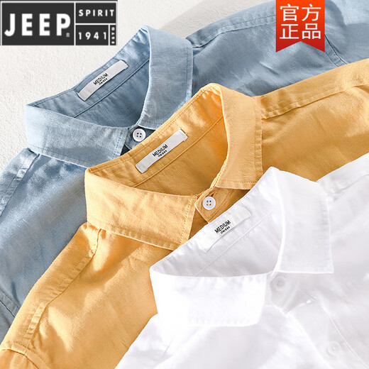 Jeep Spirit Herren-Wäsche Lappel mit kurzärärmigem T-Shirt lose Hemdkragen mit Kragen T-Shirt Leinen T-Shirt Leinen Sommerkleidung Yunyi-9711 Blaue dunkle Farbe. M
