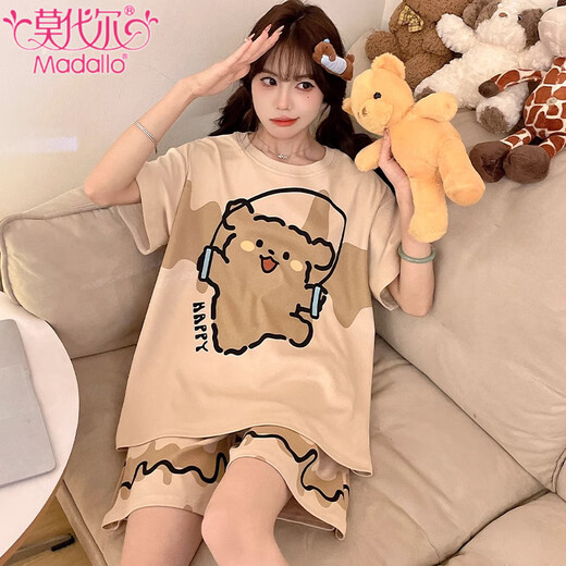 
Modal pure cotton pajamas for women for summer shorts shorts thin cartoon large size 200 Jin [Jin equals 0.5 kg] Women can wear home clothes suits 694 Kapibala 2XL [130-155 Jin [Jin equals 0.5 kg]]