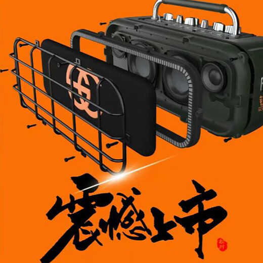 Songchuan International SC2-205 professional high-power performance karaoke audio sound card live broadcast karaoke outdoor trolley Bluetooth large speaker SC3-204 (dual 4-inch portable audio military green) + wireless microphone