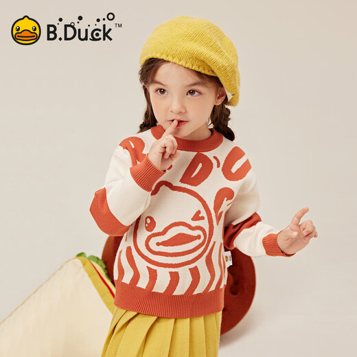 B.Duck Little Yellow Duck Kinderkleidung Jungen Pullover Kinder Herbst und Winterpullover Pullover Pullover Baby Girls 'Basishemd Orange rot 120 cm
