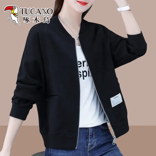 
Woodpecker baseball uniform women's short jacket versatile temperament 2025 spring and autumn new sweatshirt small jacket top green M (recommended 100 Jin [Jin equals 0.5 kg])