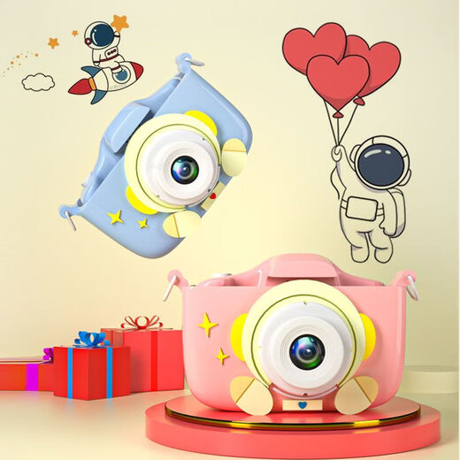 Timini Children's Camera HD Toys Can Take Photos Digital Camera Toys Student Girls Boys Birthday Gifts SLR 128G Large Memory Blue Little Beast