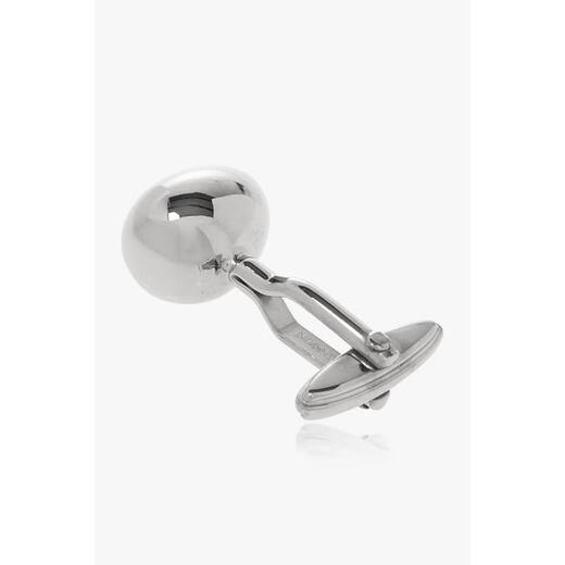 Lanvin Metallic Silver Tone Business Gematlinks Accesorios para hombres Metal Manga ovalada Cadena blanca TU