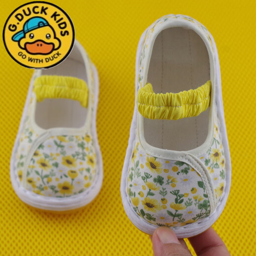 G. Duckkids Baby Kleinkind Sohle Stoffschuhe Schweiß-Absorbent und geruchsfestes weicher Locked Hanfu Blume Pink 691-1 Pastoral Serie kleine rosa Blumen Single-Schuhe 12 innere Länge 12,0 cm