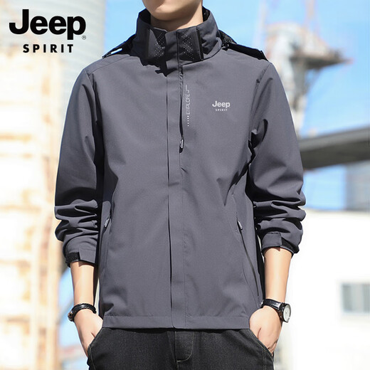 JEEP SPIRIT Jacket Men's 2025 New Autumn and Winter Outdoor Windproof and Waterproof Jacket 6266 Dark Gray Single Layer XL