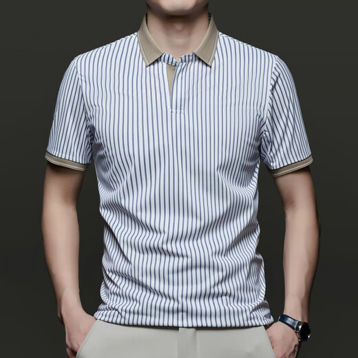 DVW International Herrenbekleidungsmarke T-Shirt Herren Kurzarm 2025 Sommer Daddy's Kleidung gestreift koreanische Mode Casual Polo Halbärmel Black 2xl 54 150-165Jin [Jin gleich 0,5 kg]