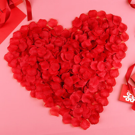 Simulated fake rose petals proposal arrangement wedding room decoration wedding red pink romantic wedding hand sprinkled flowers light pink (100 pieces)