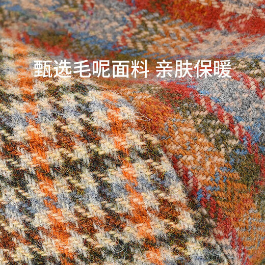 Kenmont sheep wool stitching backward plaid beret women's warm octagonal painter's hat with duck tongue and small face km-5272