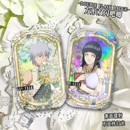 Mutong Bear Naruto Insignia periférica Shinya Vinilla griega antigua Haruno Sakura Sasuke Hinata Naruto Anime Doble Flash Hinata S3892 Cebolla plateada cepillada-44x70mm Insignia