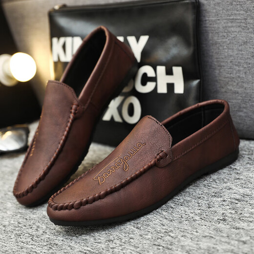 Goldlion 2025 Neue Sommer-Herrenschuhe, Bohnenschuhe, Herren-Trendy British Business Casual Lederschuhe, koreanische Mode faule Schuhe, Yl-D838_Black 39