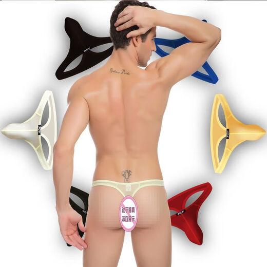 Renduo Men's Ultra-Thin Ice Silk Sexy Thong Single Thong Transparent Lace Thong Covers Hips Orange 312 L (2'2-2'4)