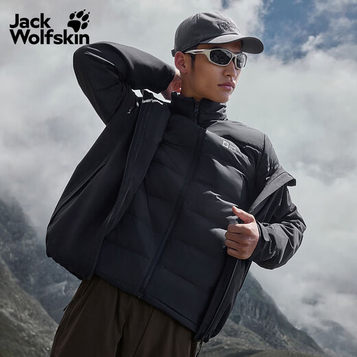 JackWolfskin Wolfskin 25 Autumn and Winter JOYFUL Men's Outdoor Waterproof 600 Puff Goose Down Three-in-One Jacket A65469 Black/6000 The size is too large, it is recommended to order a smaller size L Filling capacity 75G