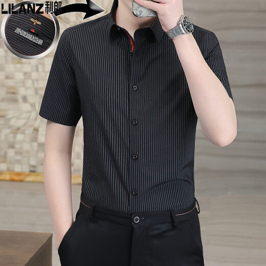 Camisa de manga corta de Lilang para hombres en verano Nuevo negocio de lujo de lujo casual sin hierro fino