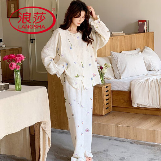 Langsha Continencia de confinamiento Summer de verano Postparto Postparto Algodón Puro Algodón Mujeres embarazadas Pajamas amamantando y alimentando ropa para el hogar Algodón puro: A1047 m [Recomendado para usar 90-115 Jin [Jin iguala 0.5 kg]]