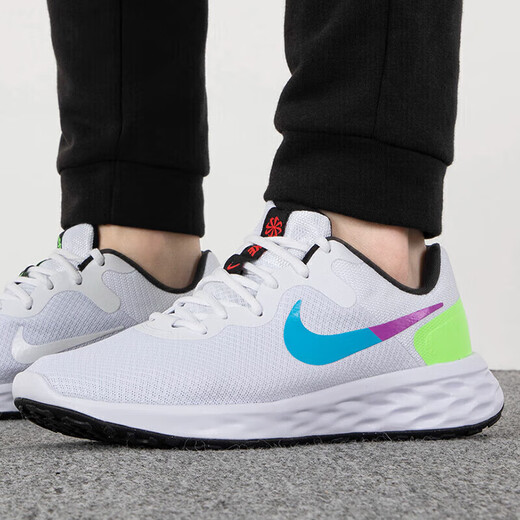 Nike (NIKE) men's shoes summer new REVOLUTION 5 mesh lightweight breathable casual shoes running shoes FJ1049-100 white purple red blue yellow 42