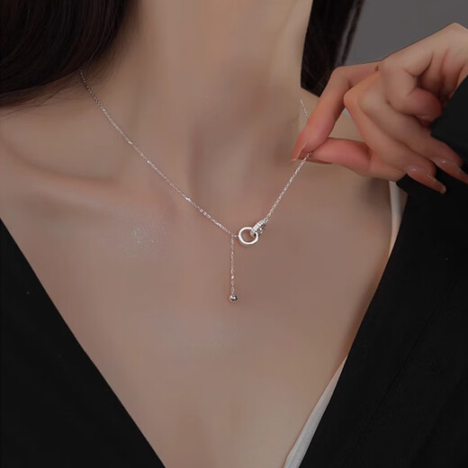 CHOMEL KINSEY 999 pure silver interlocking tassel necklace women's sterling silver clavicle chain light luxury niche gift for girlfriend birthday gift 999 pure silver interlocking tassel necklace