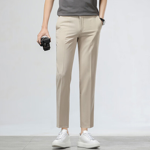 VERSINOTRSV brand men's trousers men's slim straight cut-out pants casual pants summer thin stretch men's pants gray-blue 9921-Summer thin 30