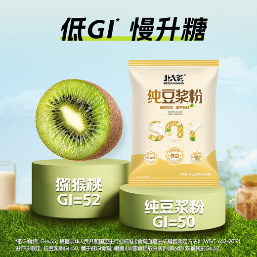 Beidahuang No Added Sugar Pure Soy Milk 500g (25 Packs) Non-GMO High Fiber High Protein Low GI Drinking Cereal Breakfast