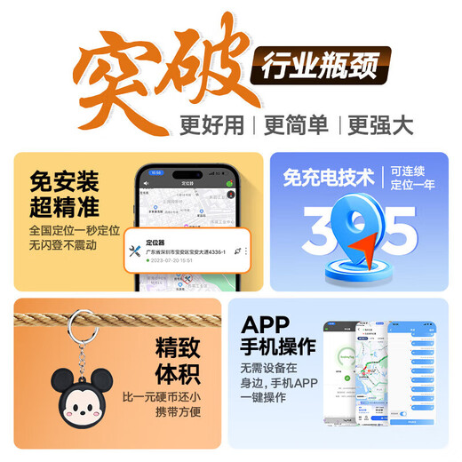 小米（MI）适用儿童老人防走丢定位器gps追踪器手环神器防走丢车辆免充电纽扣 小米鼠【全国定位+一年免充电】
