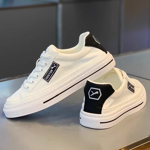 Brand light luxury white shoes men's shoes summer new canvas casual shoes men's versatile breathable sports board shoes men's white and black [ice silk canvas] 41 (255mm)
