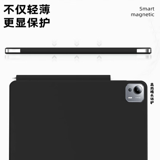 Space stone is suitable for Xiaomi tablet 7spro protective case 12.5 inches Xiaomi tablet 7SPRO tablet protective case new magnetic buckle leather case leather anti-fall double-sided clip for heat dissipation black Y-shaped magnetic suction-horizontal and vertical support-comes with tempered film Xiaomi tablet 7spro