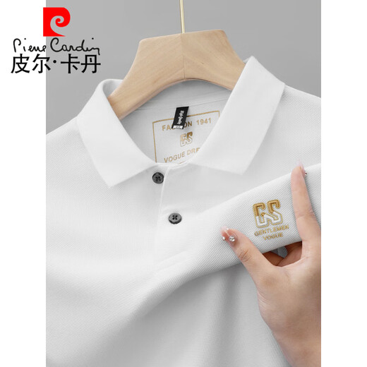 Pierre cardin summer new pure cotton men's short-sleeved POLO men's shirt high-end embroidered lapel T-shirt large size versatile half-sleeved men's clothing 6626 gray-blue L 50 [recommended 125-140Jin [Jin equals 0.5 kg]]
