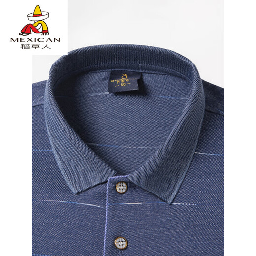 
Scarecrow (MEXICAN) dad short-sleeved T-shirt men's summer clothing middle-aged ice silk men's clothing grandfather pure cotton top middle-aged and elderly men's polo shirt 9903 red strips [65% cotton] L 170 [130Jin [Jin equals 0.5 kg]]