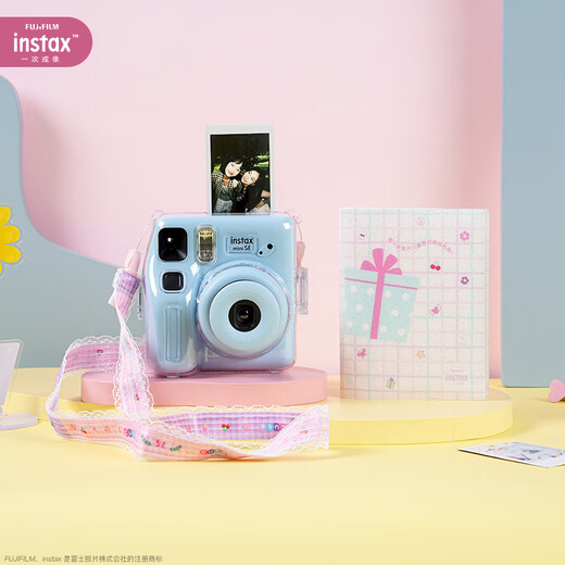 Fuji instax miniSE one-time imaging instant camera travel smart photo gift blue package 2 official content + white border 20 photos + SE silicone case