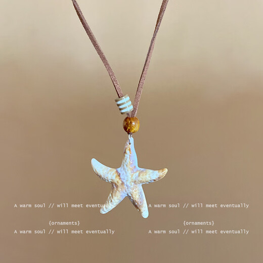 Tianyi resort style seaside necklace for women Maillard starfish versatile long halter neck sweatshirt chain niche design pendant starfish brown