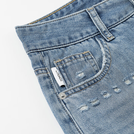 
Chuyu handmade cut-out jeans for women 2025 spring loose straight pants light blue grinding white trousers light blue 29