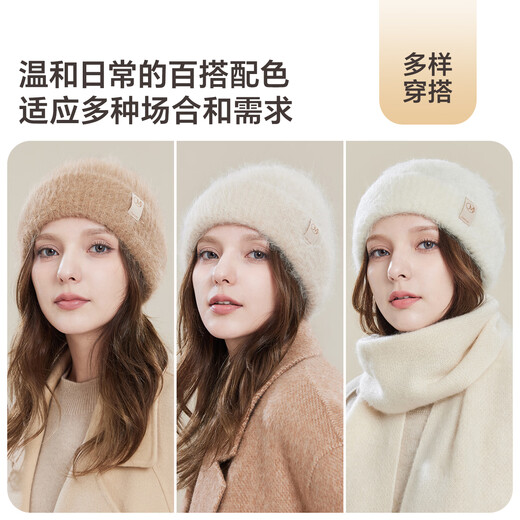 JIUMU alpaca hat women's autumn and winter warm woolen hat women's knitted hat winter ear protection cold hat winter hat