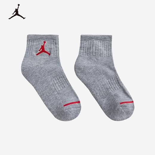 Jordan Nike children's clothing boys and girls sports socks AJ mid-length socks 3 pairs JD2433092 Rock Ridge Gray 5/7