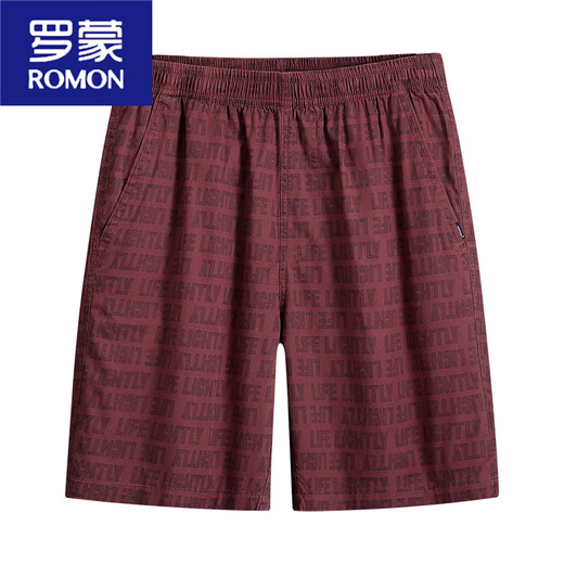 ROMON summer thin mid-trousers loose 5-point cotton home beach pants mid-trousers wearing casual shorts men's five-point pants 9215 dark blue XL