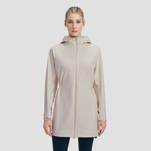 迪桑特（DESCENTE）WOMENSTRAINING系列防风连帽梭织夹克外套女款 米色 M