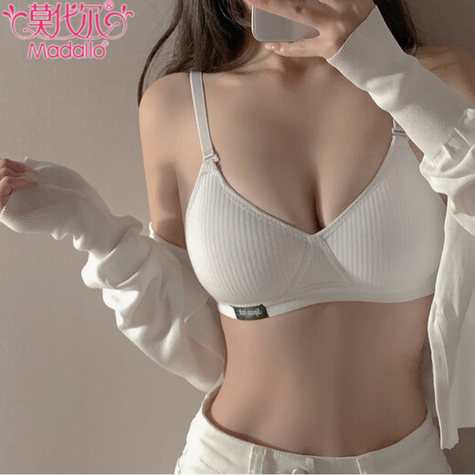 莫代尔无钢圈美背内衣女小胸聚拢显大少女学生简约纯棉运动文胸性感胸罩 黑色 70A 32B通杯