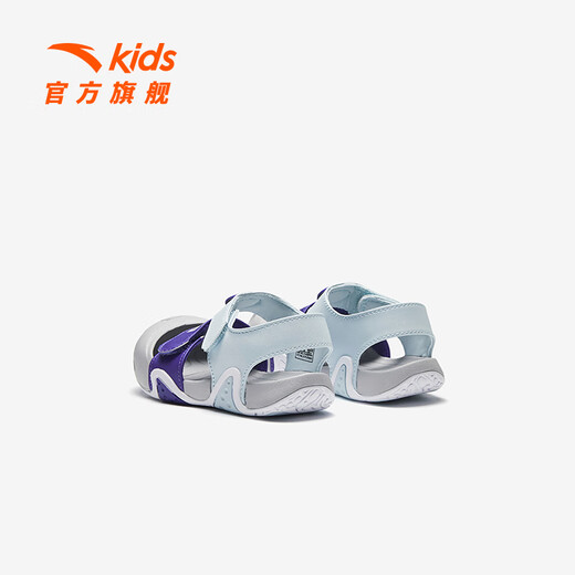 ANTA children's sandals for boys and girls, beach shoes for girls, 2026 summer new Baotou breathable Velcro soft sole toddler shoes, Fantasy Blue/Tang Purple-1 25