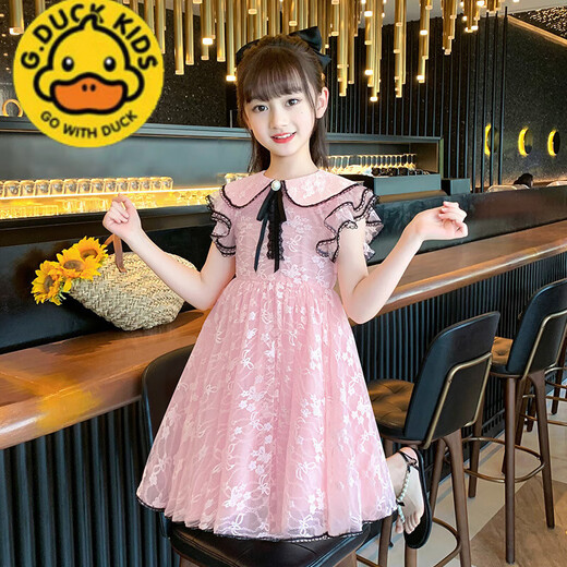 G.DUCKKIDS女童连衣裙儿童公主裙夏季小女孩衣服裙子夏天2025新款童装女春装 2601粉色 110 适 龄4-5岁cm