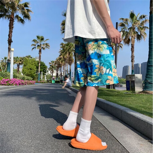 Japanese summer high street versatile shorts men's trendy brand five-point straight pants casual sports shorts white Yiku Factory 677 XL [120-135Jin[Jin equals 0.5 kg]]