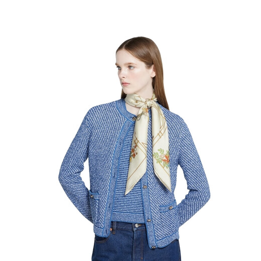 GUCCI Gucci printed silk square scarf gift ivory white and multi-color one size